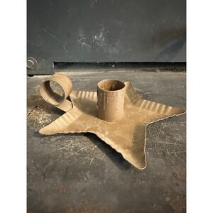 Primitive Country Cabin Farmhouse Brown Star Shape Taper Candle Finger Loop 6"